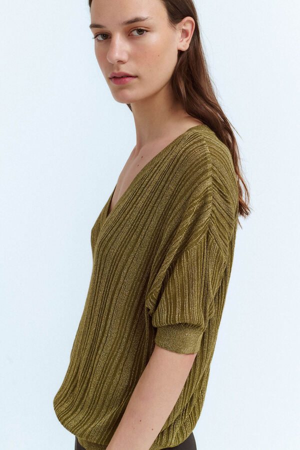 Vila Top de malha com lurex Verde