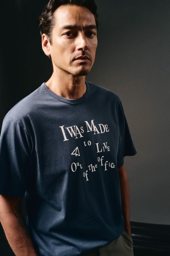 OOTO Camiseta gr&aacute;fica lavada Azul