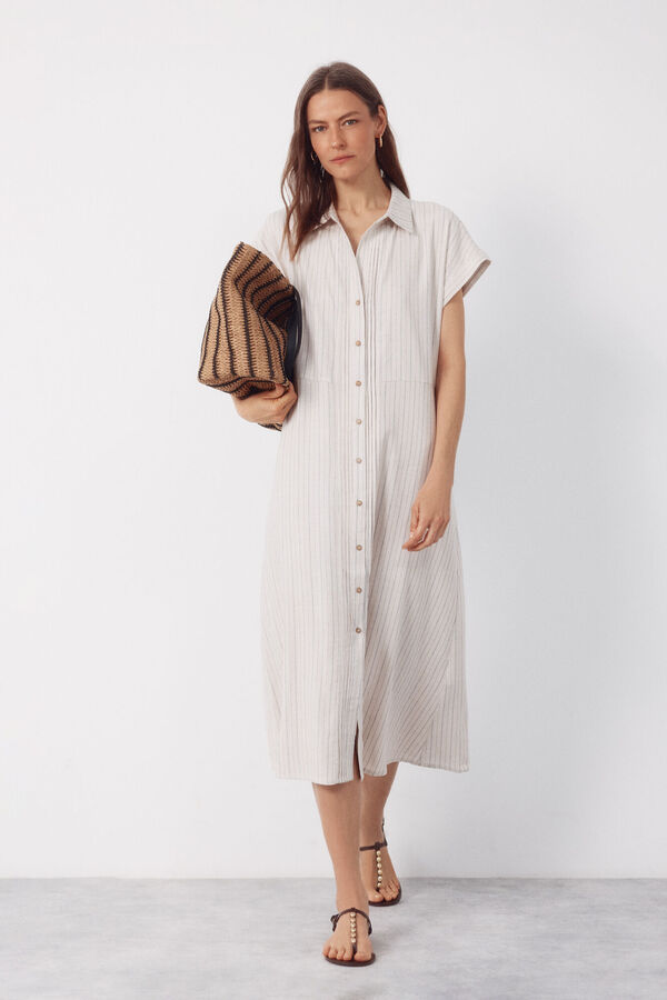 Cortefiel Linen dress Printed white