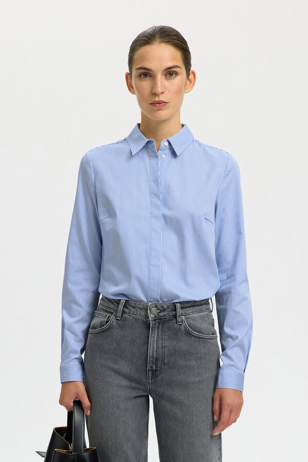 Selected Camisa Slim Fit confeccionada em algod&atilde;o org&acirc;nico Azul