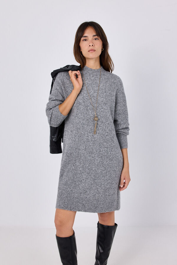 Cortefiel Long knit jumper Grey
