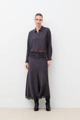 Caroll Blusa acetinada com renda Cinzento