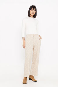 Cortefiel Jacquard knit trousers Ivory