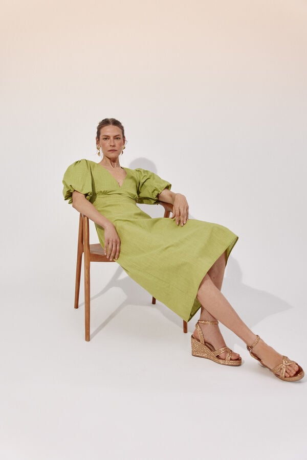 Cortefiel Vestido estampado floral Verde