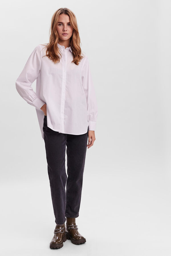 Cortefiel Women's oversize long-sleeved shirt White