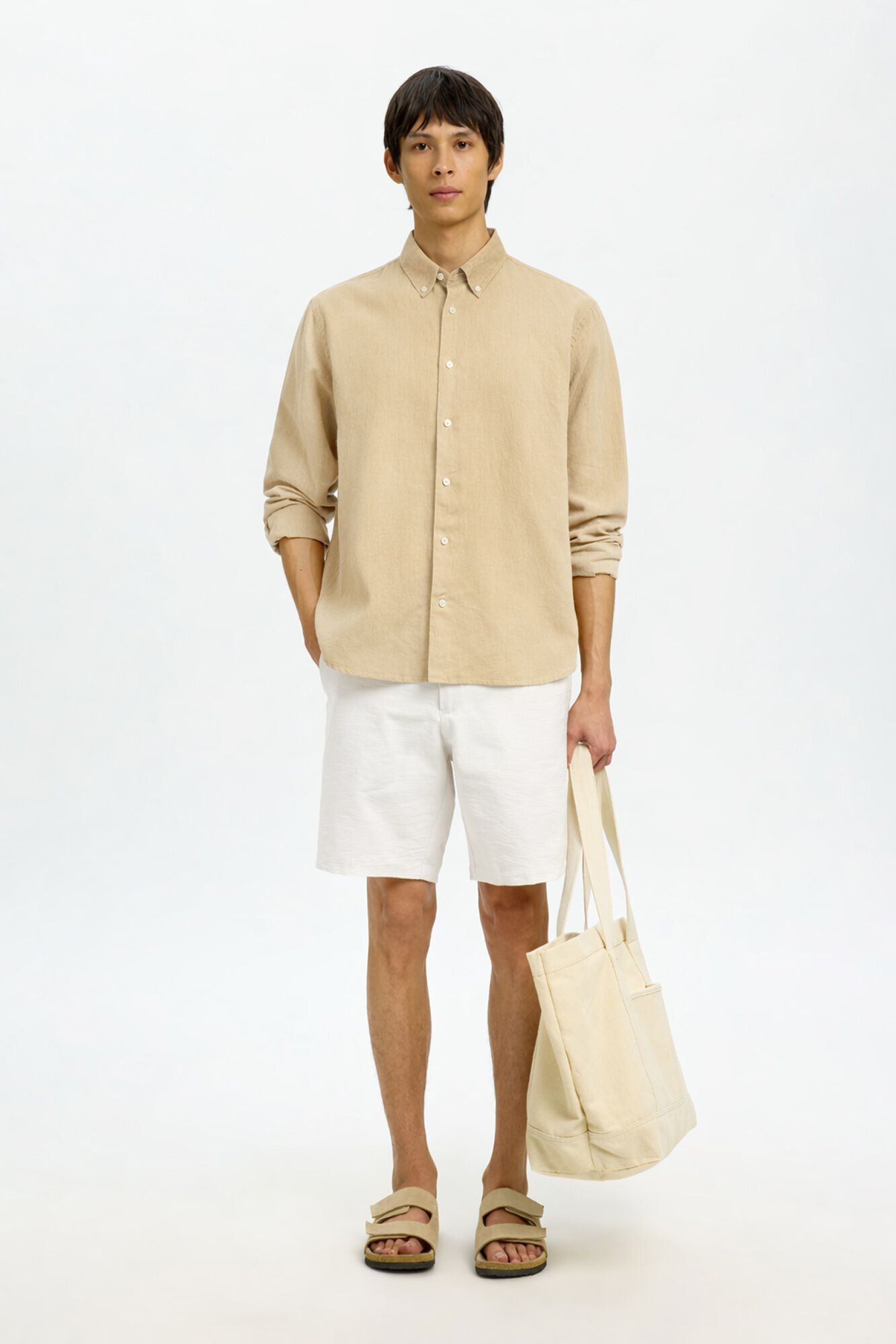 Selected Camisa manga larga lino