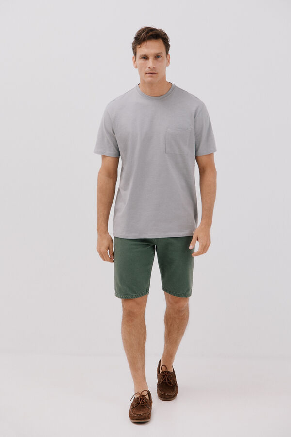 Cortefiel Plain slub t-shirt Grey