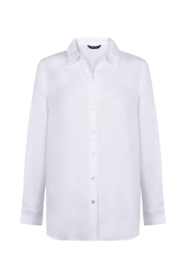 Cortefiel Satin-finish shirt White