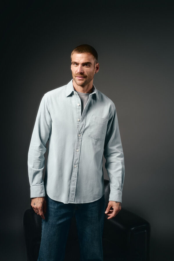 OOTO Camisa de microveludo lisa Azul