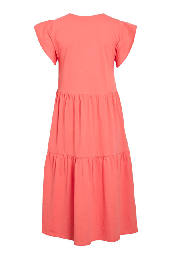 Vila Vestido midi de algodão com manga folho Subiu