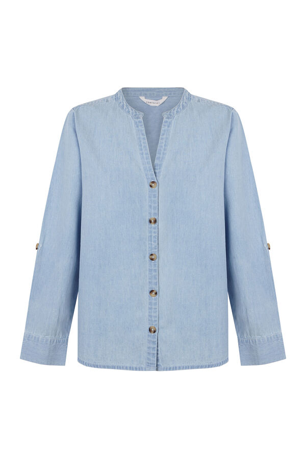 Cortefiel Mandarin collar shirt Blue