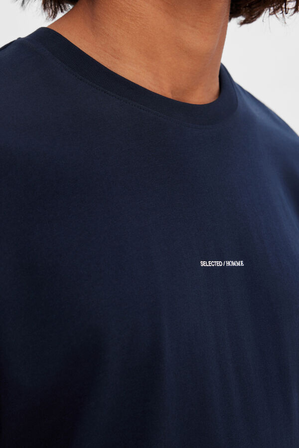Cortefiel T-shirt de manga curta com logo em 100% algodão orgânico Azul