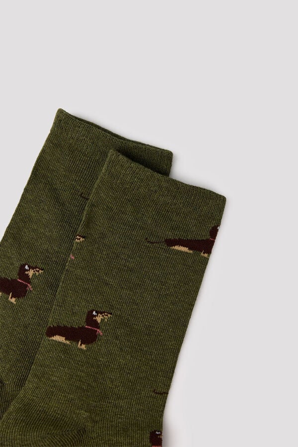 Cortefiel Dachshund long socks Green