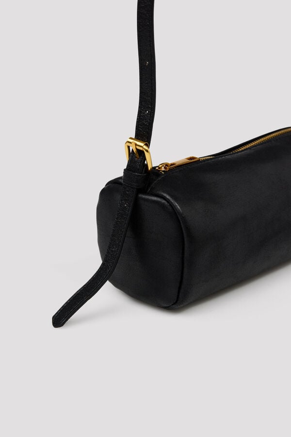Cortefiel Chain mini barrel bag Black
