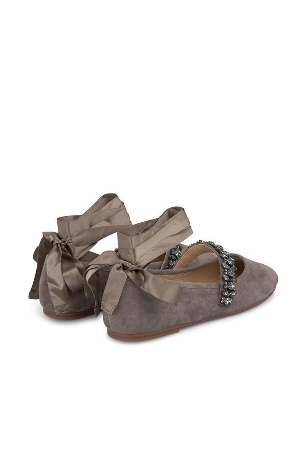 Cortefiel Ballerina flat with bow or tie Grey