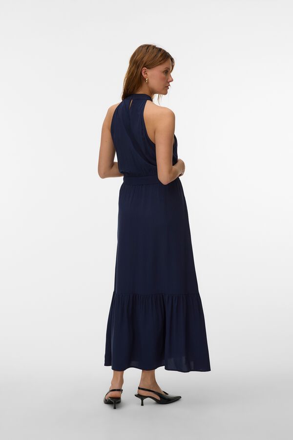 Vero Moda Vestido largo escote halter Azul marino
