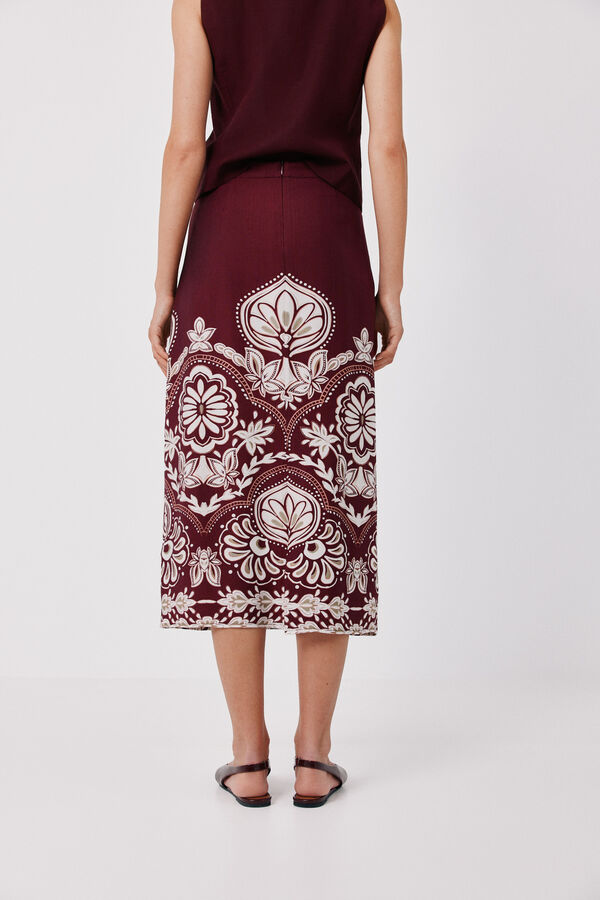 Cortefiel Printed straight skirt Printed red