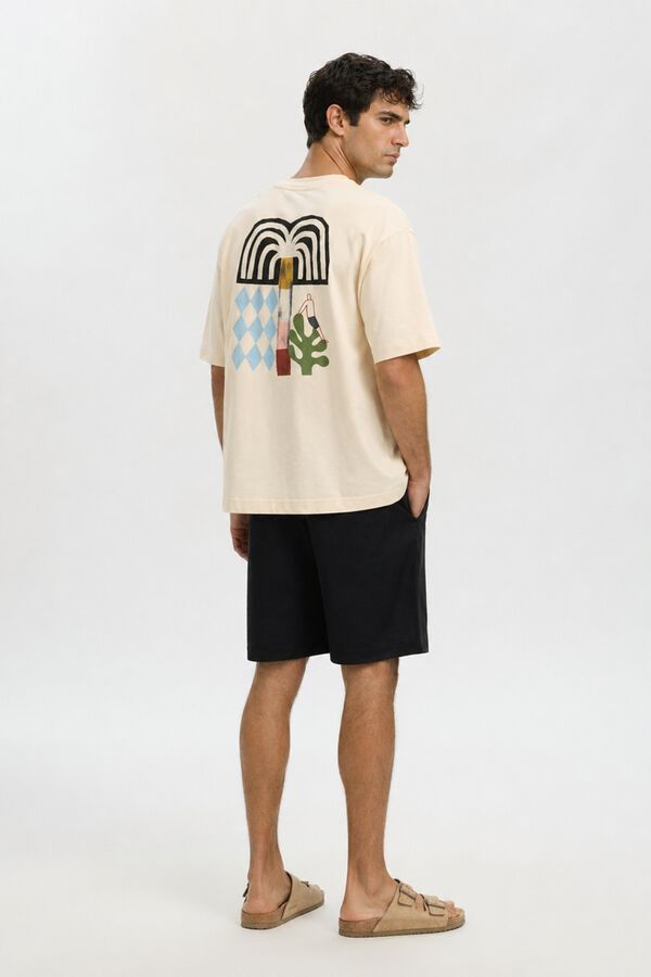 Selected T-shirt de manga curta relaxed Tostado