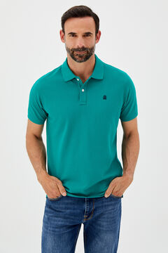 Cortefiel Short-sleeved piqué polo shirt Green