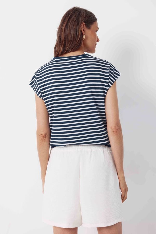 Cortefiel Basic t-shirt with gold buttons Printed blue