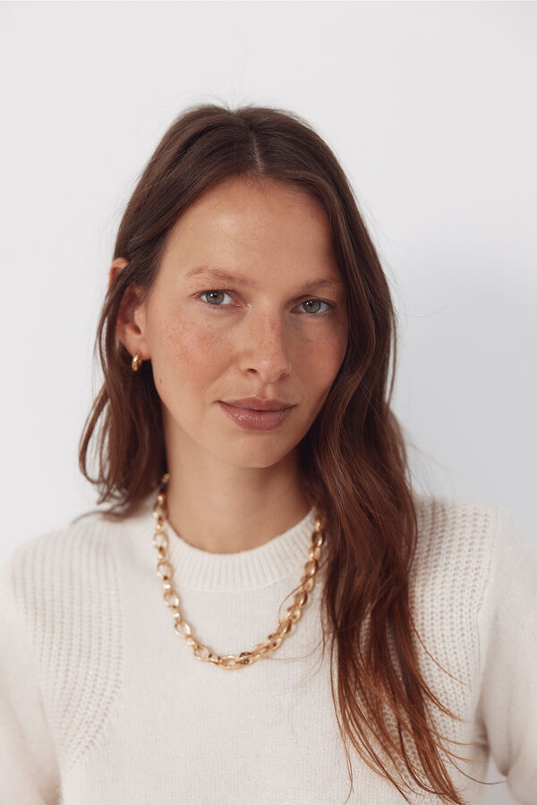 Cortefiel Combined knit jumper Beige