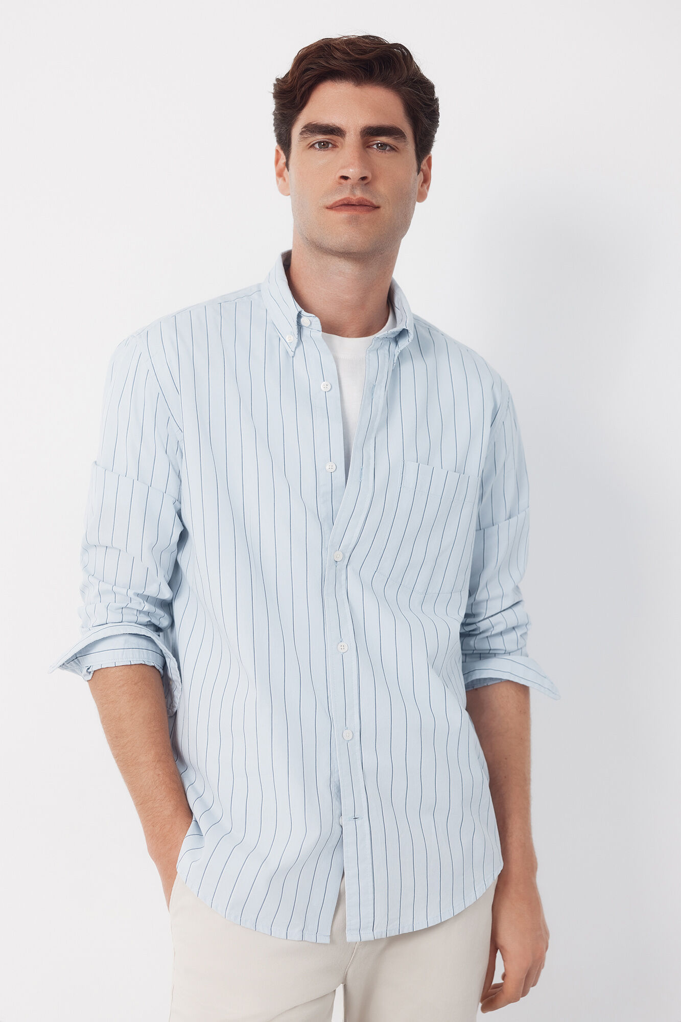 Cortefiel Camisa popel&iacute;n rayas