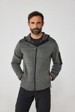Cortefiel Fleece jersey-knit jacket with hood Gray