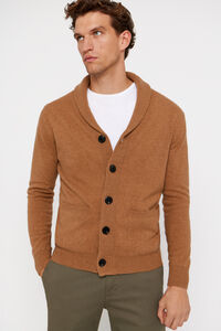 Cortefiel Lambswool cardigan with button fastening Beige