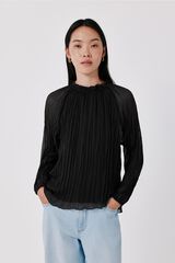Cortefiel Blusa plisada Negro