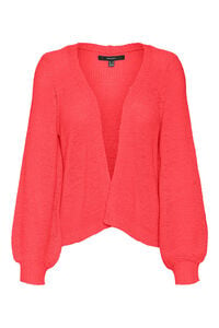Cortefiel Fine-knit long-sleeved cardigan Red