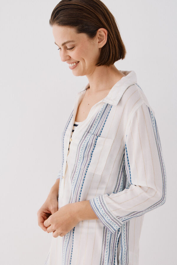 Cortefiel Shirt collar tunic caftan Printed blue