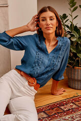 Polín Et Moi Blusa escote petroleo Azul oscuro