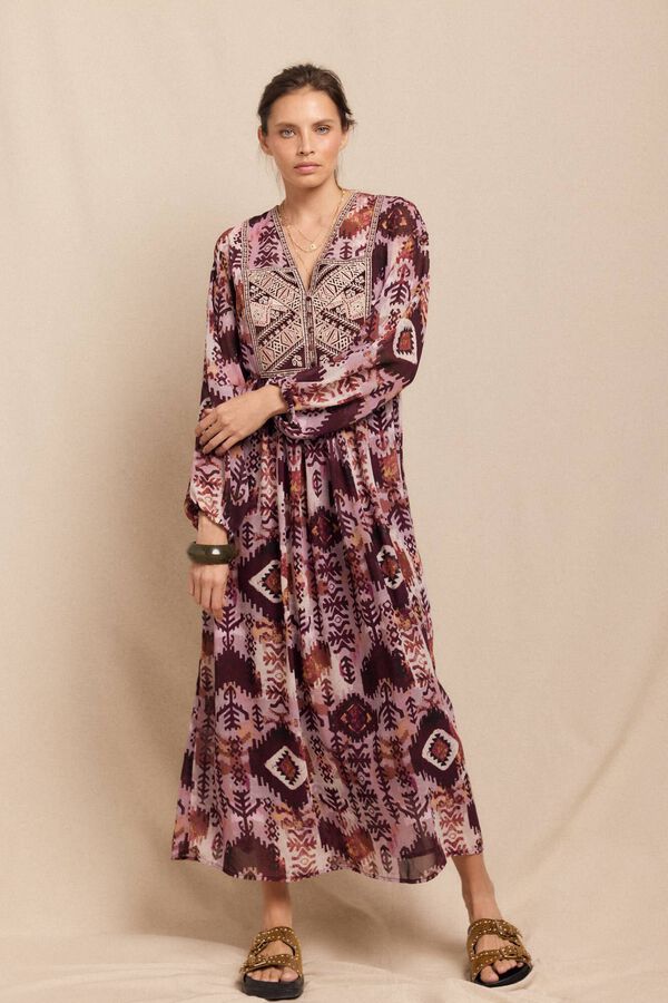 Slowlove Vestido fluido estampado bordado Multicolor