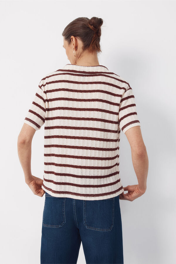 Cortefiel Polo shirt with striped structure Brown