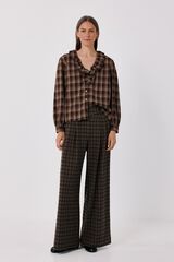 Cortefiel Women's plaid trousers Printed brown