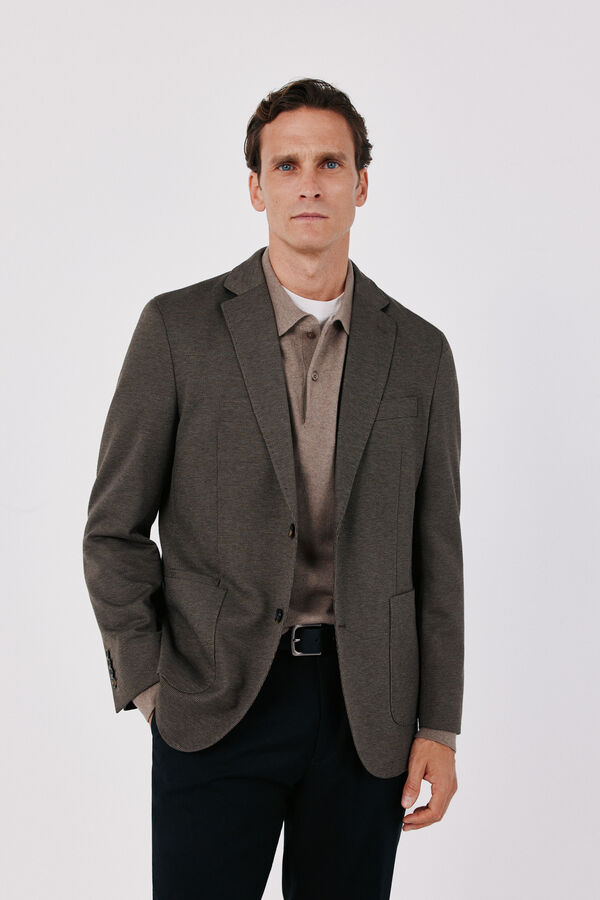 Cortefiel Toasted serge knit blazer Brown