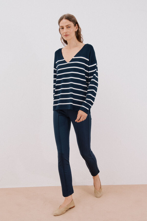 Cortefiel Women's jersey-knit leggings Navy