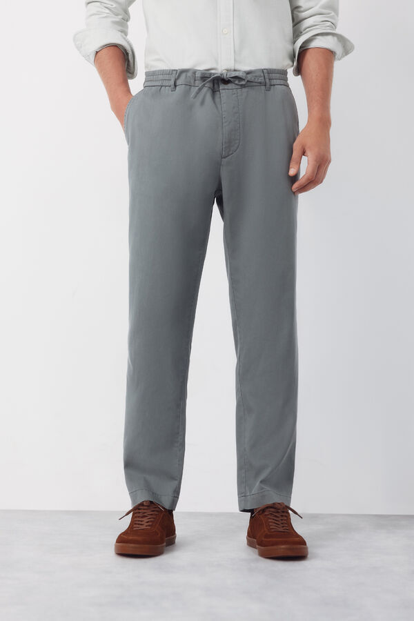 Cortefiel Tapered Tencel Cotton chinos Trousers Kaki
