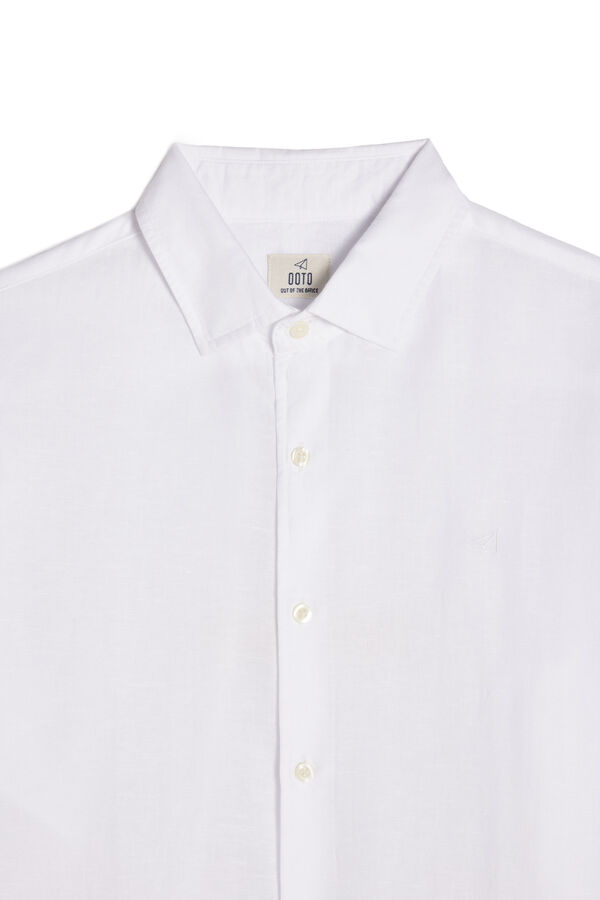 Cortefiel Camisa algodão linho manga comprida Branco