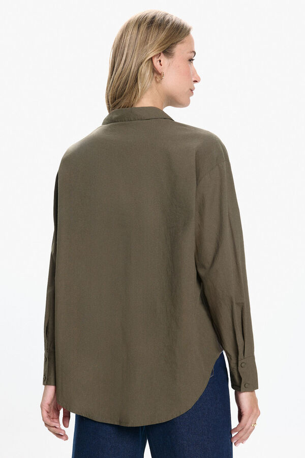 Vero Moda Camisa bordada de algodón orgánico Verde