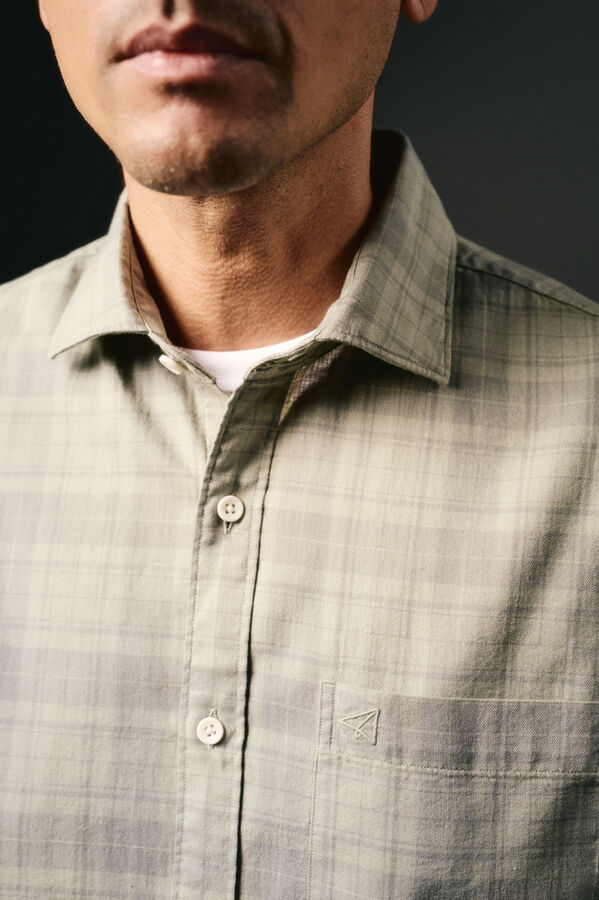 OOTO Camisa xadrez tingida Verde