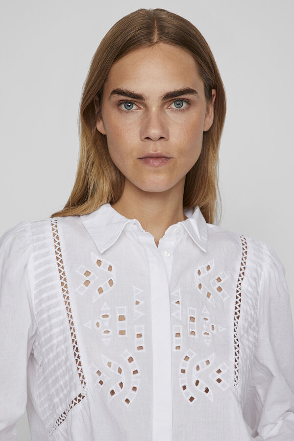 Cortefiel Broderie anglaise shirt White