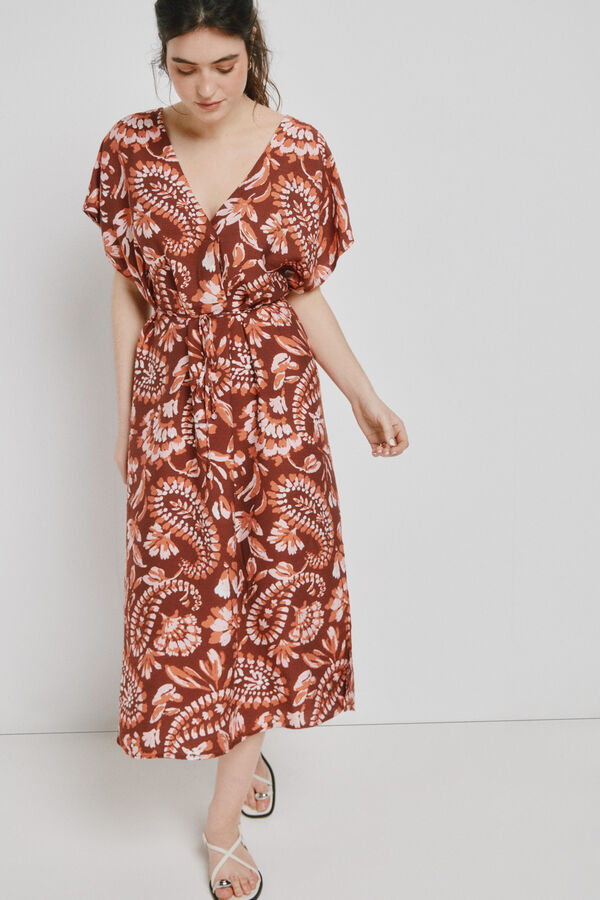 Vero Moda Vestido curto decote em bico Castanho
