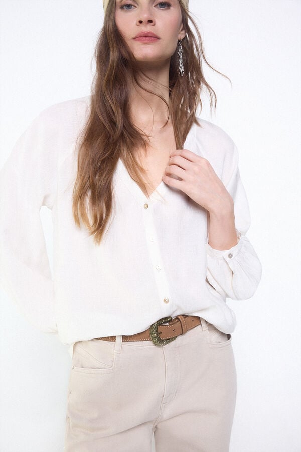 Slowlove Blusa plisada fluida Marfil