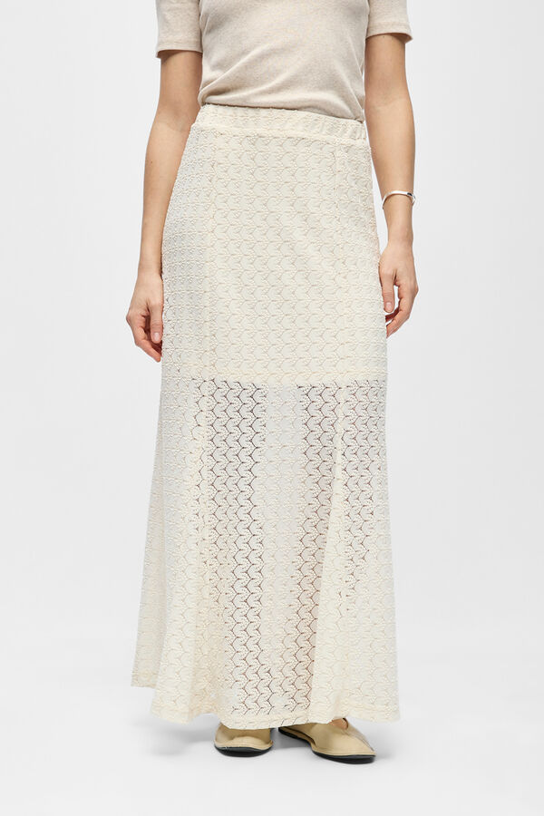 Object Openwork fabric long skirt Beige