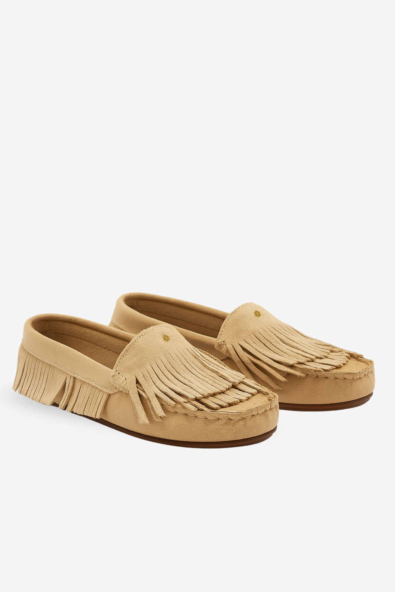 Cupl&eacute; Mocas&iacute;n flecos serraje arena