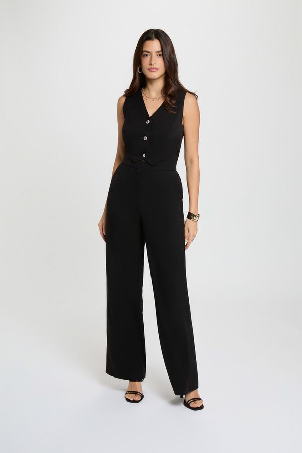 Morgan V-neck long jumpsuit Black