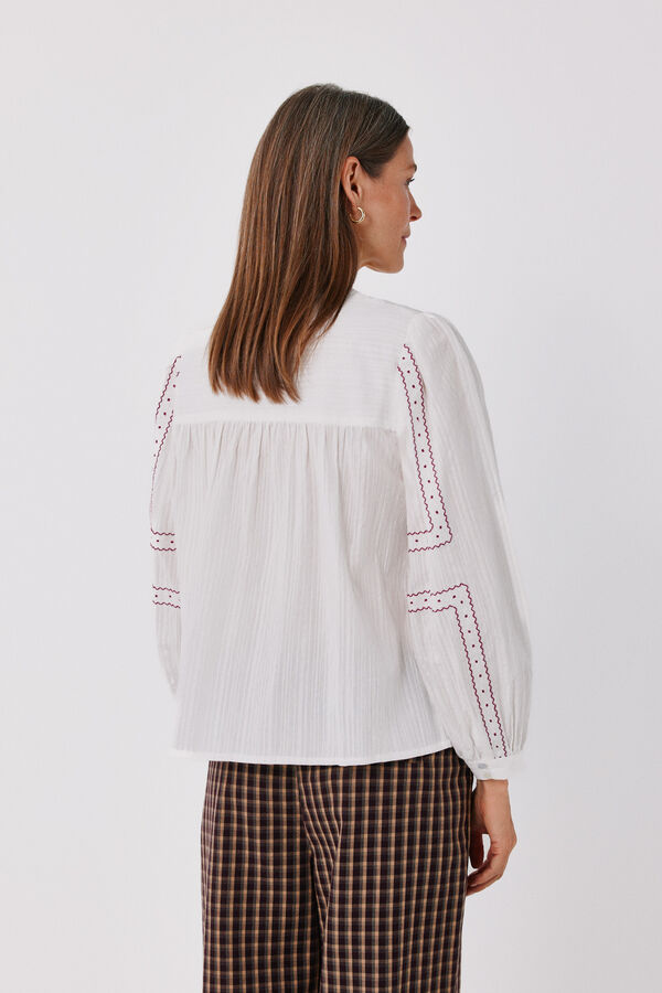 Cortefiel Embroidered blouse White