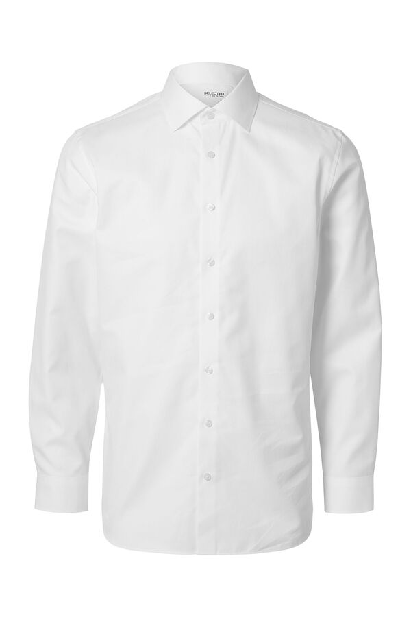 Selected Camisa de manga comprida elegante 100% algod&atilde;o Branco