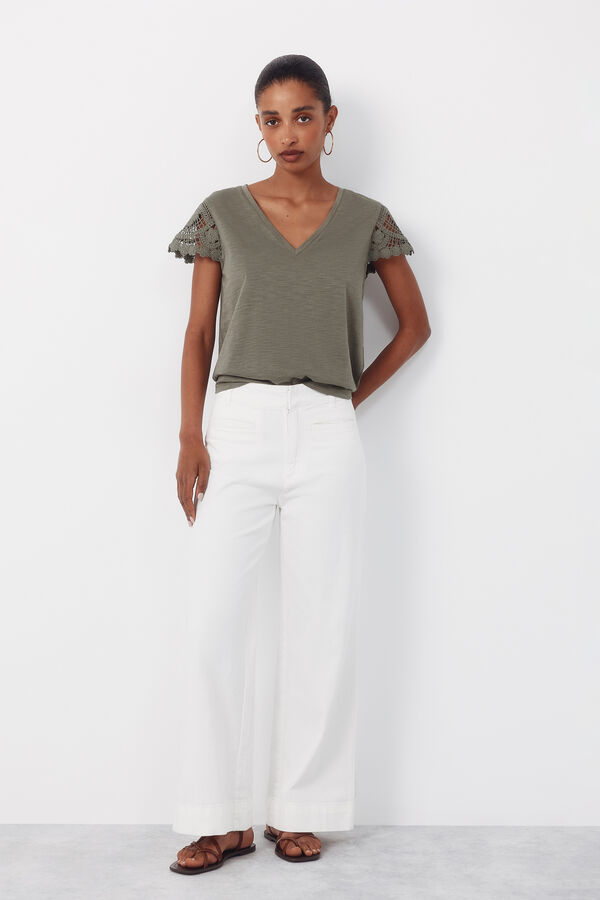 Cortefiel Manga manga crochet Verde